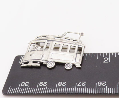 925 Sterling Silver Vintage Brooch Pin Solid Cutout Bus With Driver  BP11248