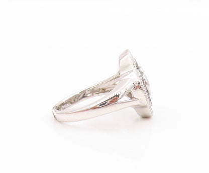 925 Sterling Silver Vintage Ring Black & White CZ Bands Flower  Sz 6  RG33381
