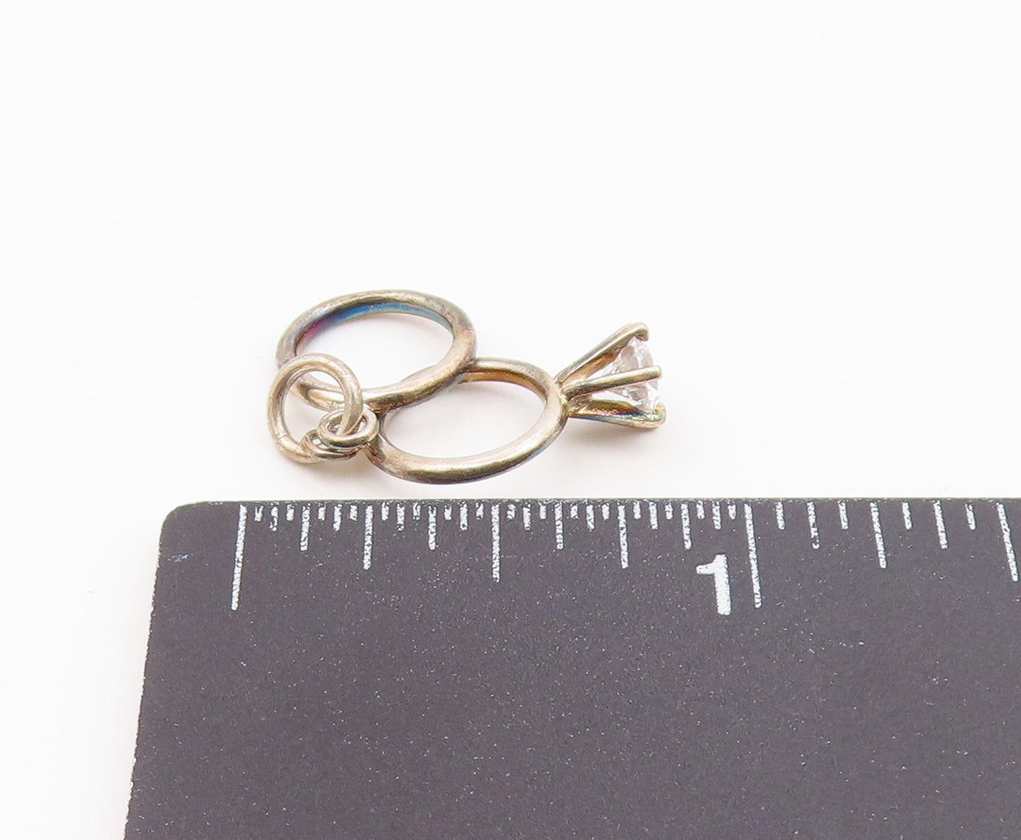 925 Silver  Vintage Cubic Zirconia Engagement Ring & Band Pendant  PT21393