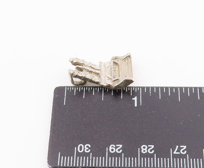 925 Sterling Silver  Vintage Shiny Petite Building Drop Pendant  PT17897