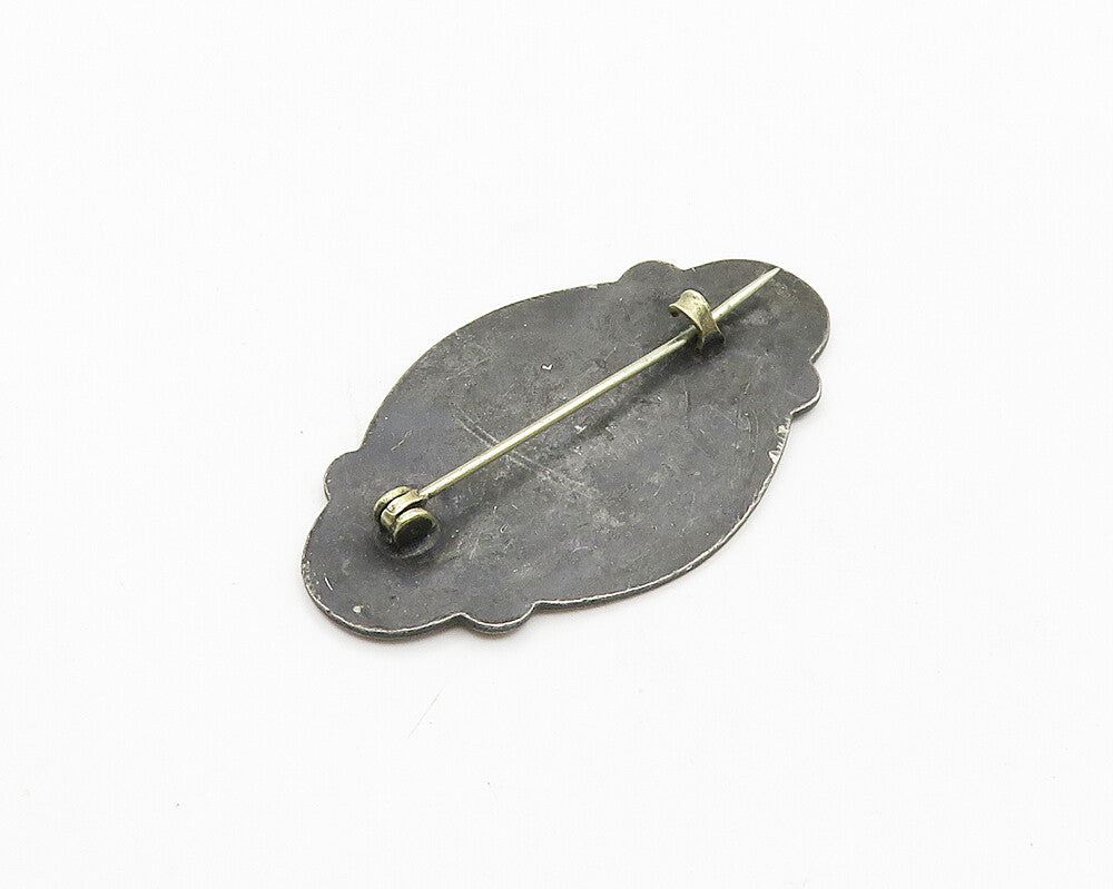 925 Sterling Silver  Vintage Antique Etched  Initial Brooch Pin  BP7304