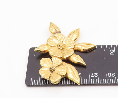 925 Sterling Silver Vintage Brooch Gold Plated HAND & HAMMER Floral Pin  BP12354
