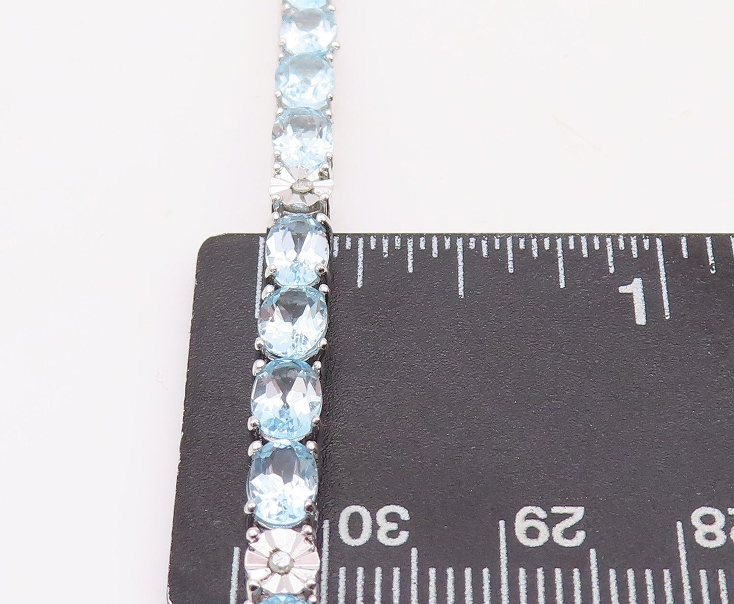 925 Sterling Silver Vintage Bracelet Minimalist Oval Cut Blue Topaz  BT10860