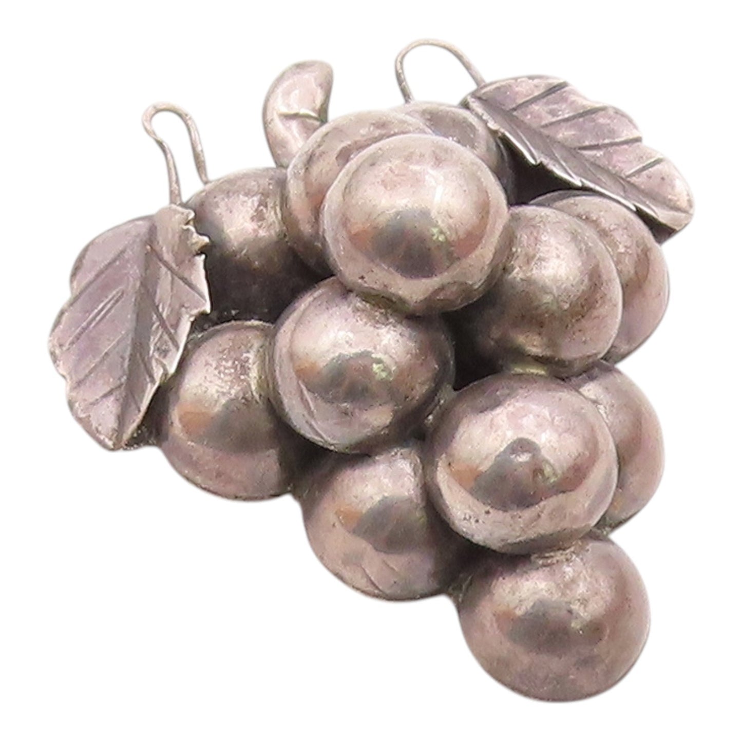 MEXICO 925 Sterling Silver  Vintage Hollow Grape Bunch Motif Brooch Pin BP4284
