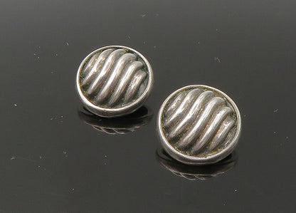 925 Sterling Silver  Vintage Fluted Dome Round Non Pierce Earrings  EG11047