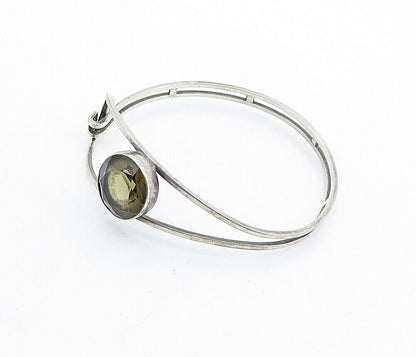 ISRAEL 925 Sterling Silver  Vintage Faceted Topaz Hook Bangle Bracelet  BT2694