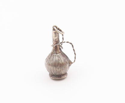 925 Sterling Silver  Vintage Dark Tone Wire Twist Hollow Vase Pendant  PT16509