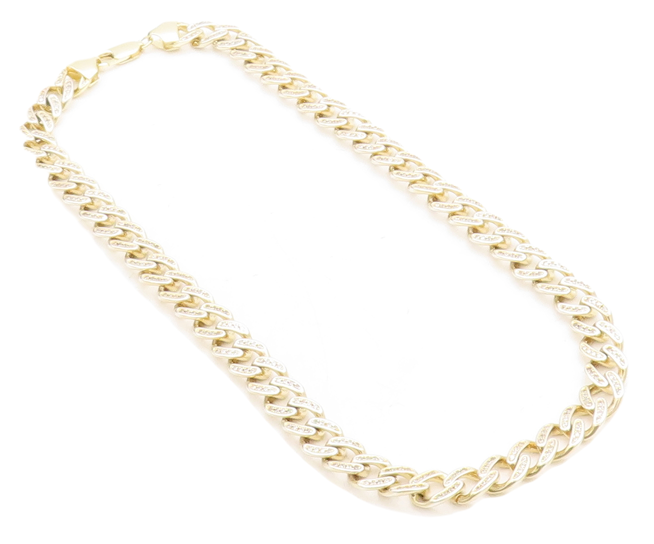 925 Sterling Silver  Petite Topaz Shiny Gold Plated Curb Chain Necklace NE2267