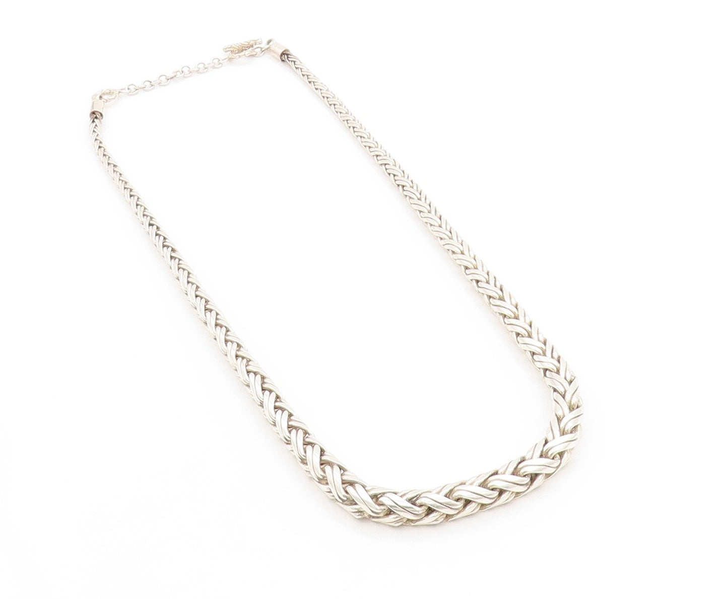925 Sterling Silver Vintage Necklace Solid Intertwined Byzantine Chain  NE4621