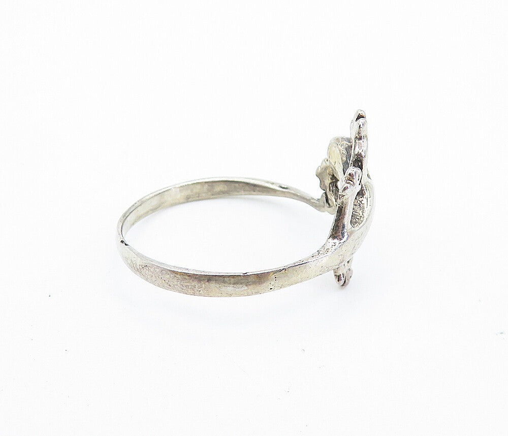 925 Sterling Silver  Vintage Crawling Lizard Motif Band Ring Sz 10.5  RG7445