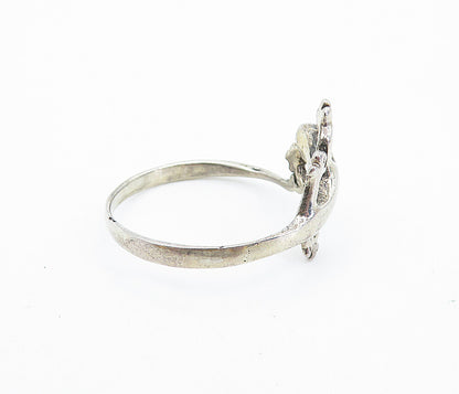 925 Sterling Silver  Vintage Crawling Lizard Motif Band Ring Sz 10.5  RG7445