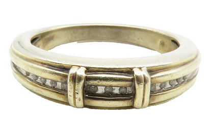 925 Sterling Silver  Vintage Genuine Diamonds Large Band Ring Sz 10.5  RG13825