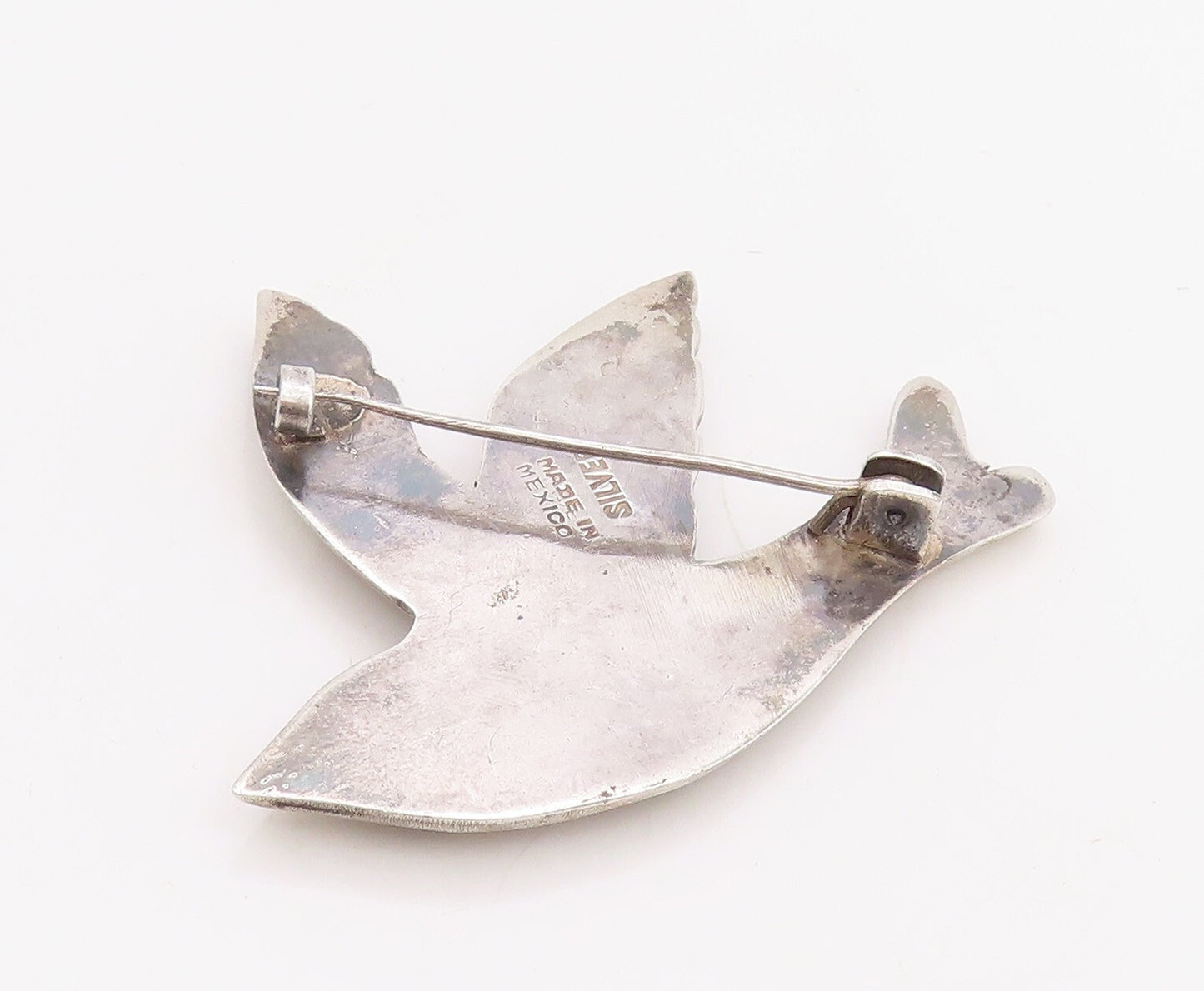 925 Sterling Silver Vintage Brooch Pin MEXICO Cutout Flying Sparrow  BP11214