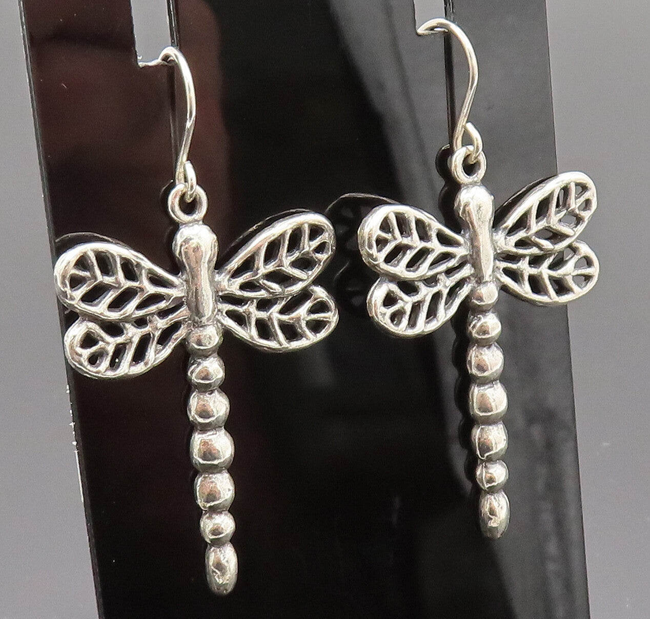OR PAZ ISRAEL 925 Silver  Vintage Openwork Dragonfly Dangle Earrings  EG12394