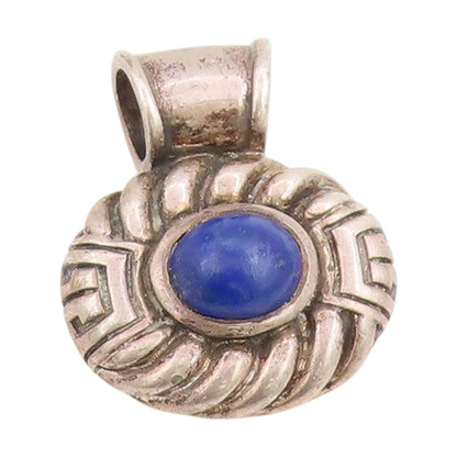 925 Sterling Silver Vintage Pendant Oval Cabochon Lapis Lazuli Charm   PT25630
