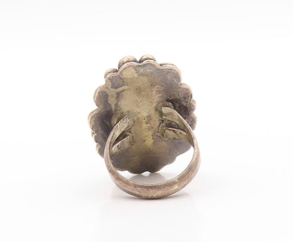 925 Sterling Silver Vintage Ring NAVAJO ZUNI Turquoise Flower  Sz 7.5  RG32669