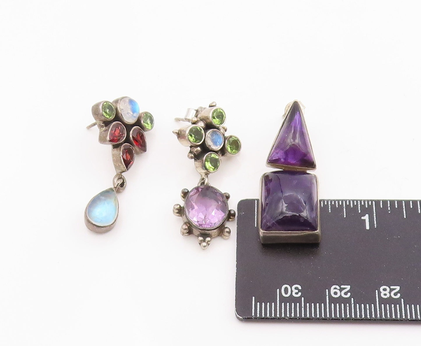 925 Sterling Silver Vintage Earrings Amethyst & Gemstone Single Pieces  EG14300