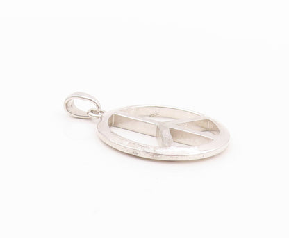 925 Sterling Silver Vintage Pendant Minimalist Peace Cutout Charm  PT24020