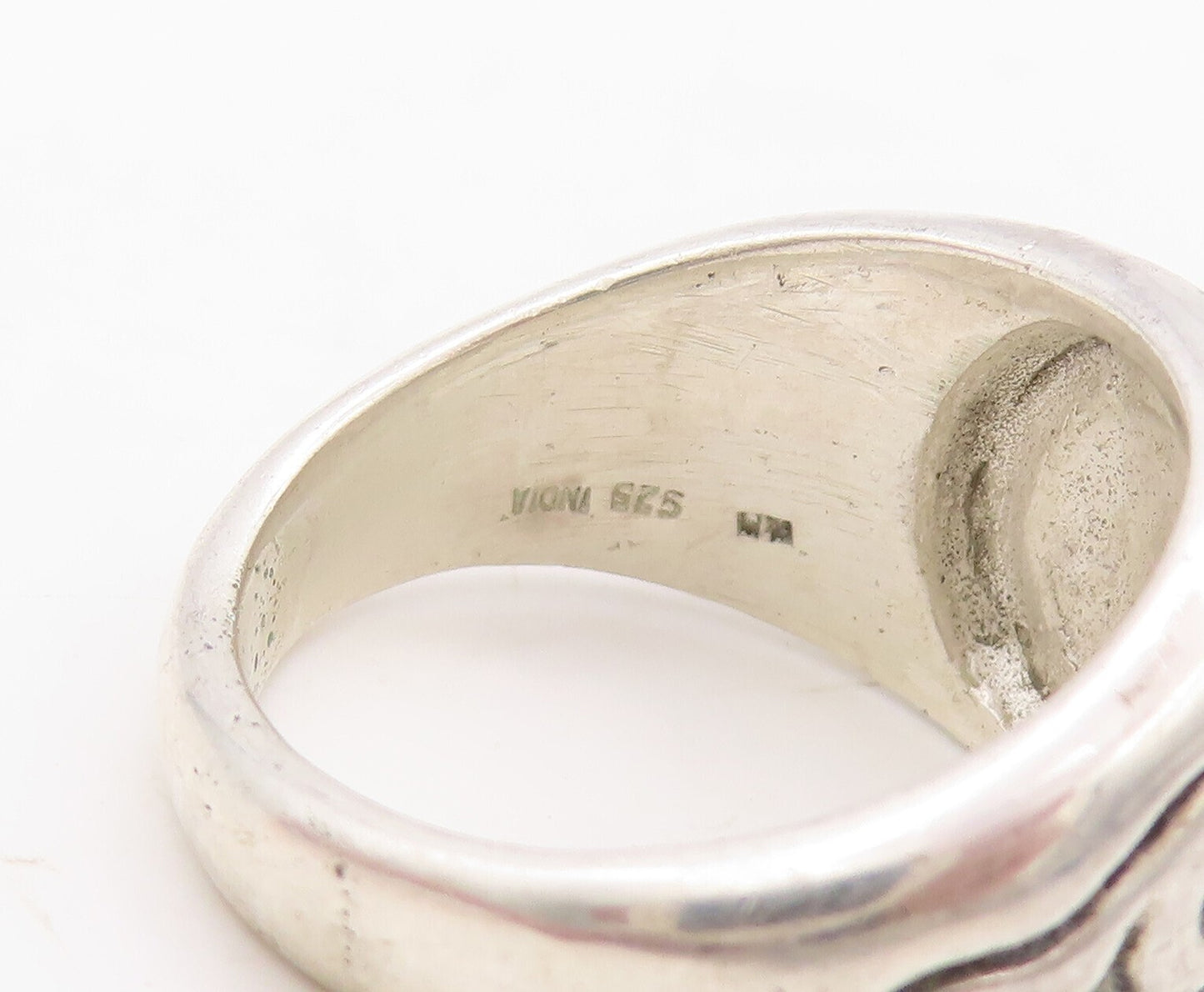 925 Sterling Silver Vintage Ring Dark Tone Swirly Design Etched  Sz 8.5  RG31154