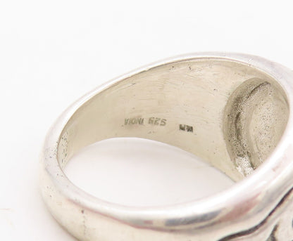 925 Sterling Silver Vintage Ring Dark Tone Swirly Design Etched  Sz 8.5  RG31154