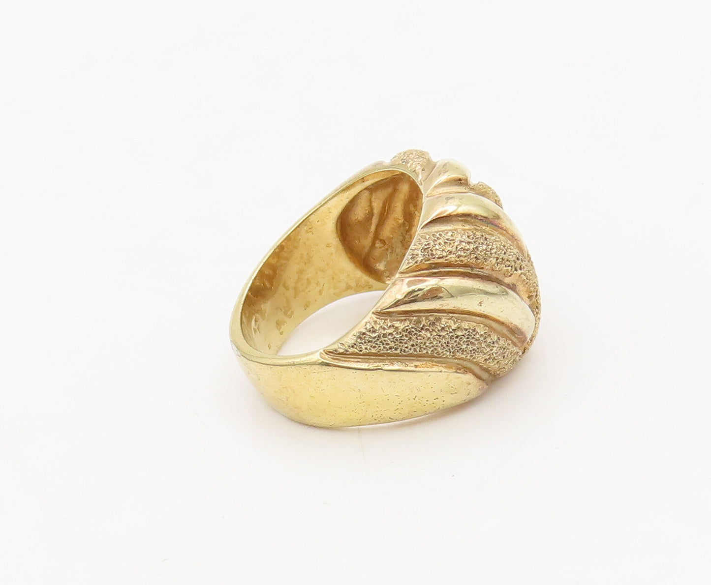 ITAOR 925 Sterling Silver  Vintage Gold Plated Woven Carved Ring Sz 5  RG27396