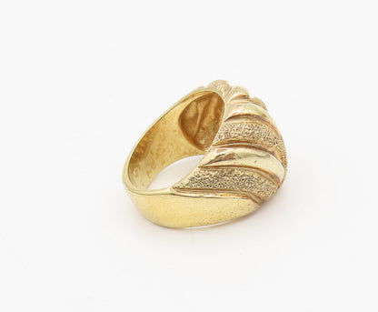 ITAOR 925 Sterling Silver  Vintage Gold Plated Woven Carved Ring Sz 5  RG27396