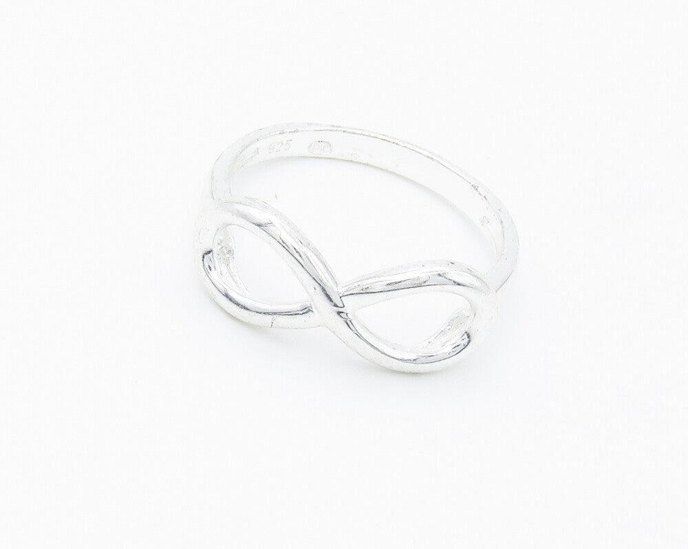 925 Sterling Silver  Shiny Smooth Infinity Symbol Band Ring Sz 9  RG14582