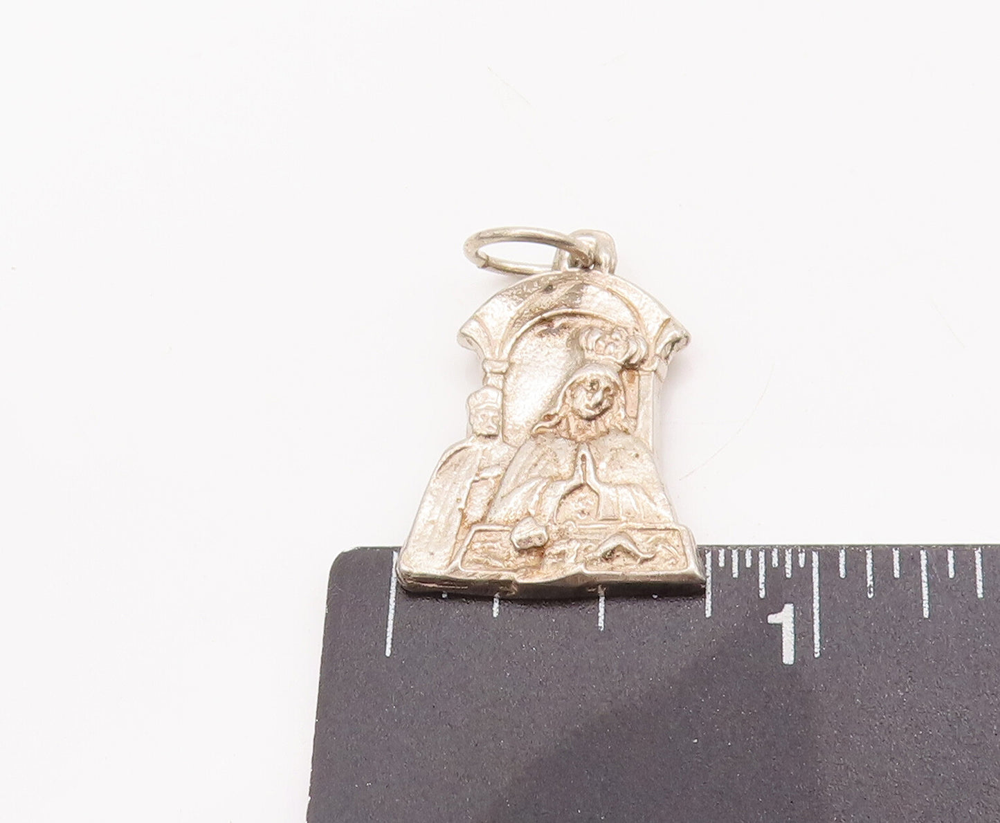 925 Sterling Silver Vintage Pendant Solid Carved Religious Pendant  PT23126