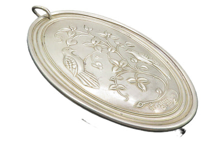 TOWLE 925 Sterling Silver Vintage Shiny Birds Floral Vine Cross Pendant PT7776