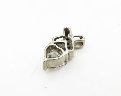 925 Sterling Silver  Vintage Cubic Zirconia Love Heart XO Pendant  PT15260