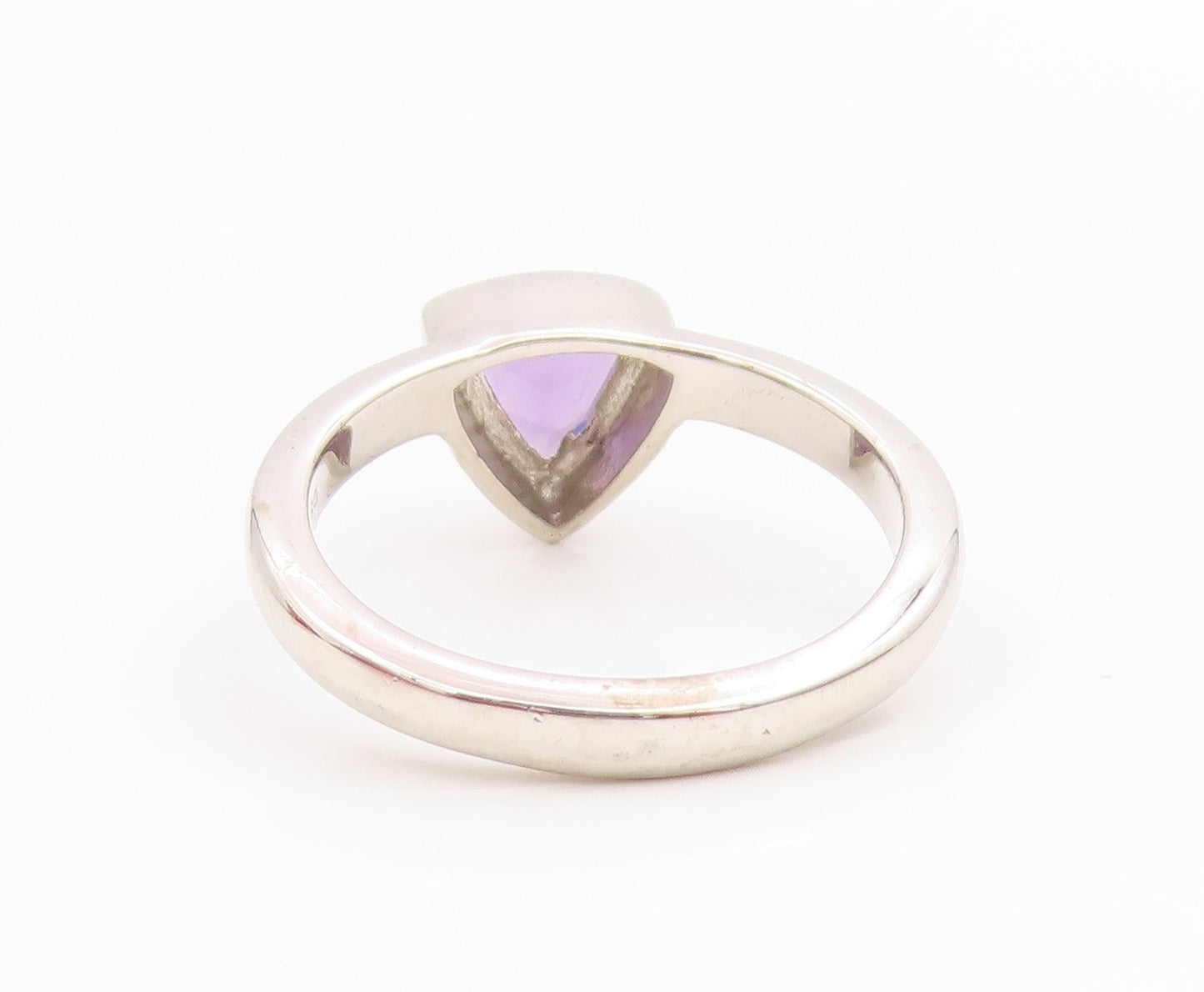 925 Sterling Silver Vintage Ring Elegant Amethyst Solitaire Band  Sz 8  RG35543