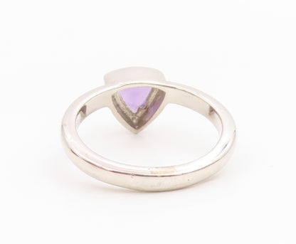 925 Sterling Silver Vintage Ring Elegant Amethyst Solitaire Band  Sz 8  RG35543