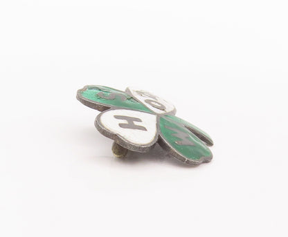925 Sterling Silver Vintage Brooch Pin Two Tone Enameled Antique Flower  BP10721