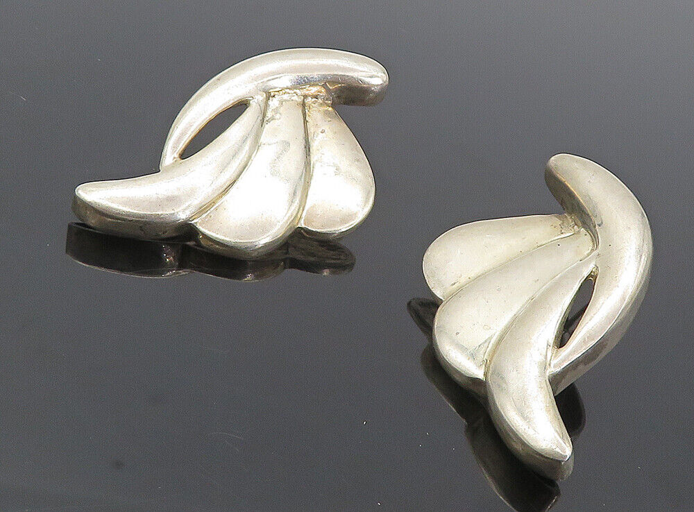 925 Sterling Silver  Vintage Shiny Smooth Wing Design Drop Earrings  EG4197