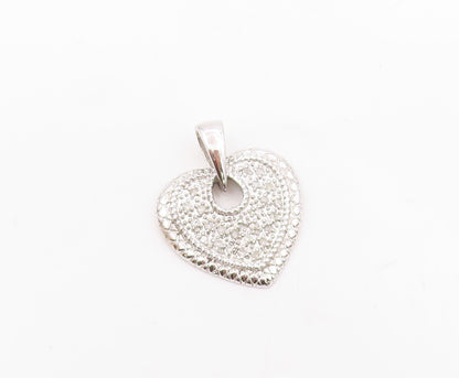 925 Sterling Silver   Shiny Genuine Diamonds Love Heart Drop Pendant  PT15007