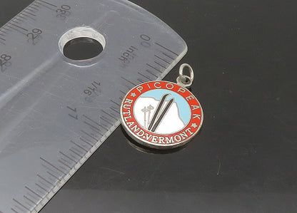 925 Sterling Silver  Vintage Enamel Rutland Vermont Souvenir Pendant  PT18326
