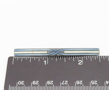 925 Sterling Silver  Vintage Antique White Blue Cloisonne Brooch Pin  BP10422