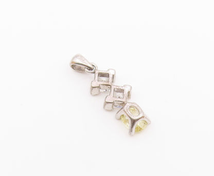 925 Sterling Silver  Vintage Sparkling Cubic Zirconia Vertical Pendant PT18481