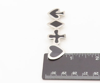 925 Sterling Silver Vintage Brooch Pin ANNE HARVEY Onyx 4 French Suits  BP10620