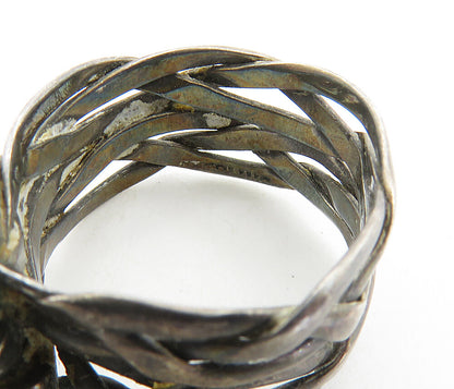 925 Sterling Silver  Vintage Modernist Braided Shank Band Ring Sz 6.5  RG8672