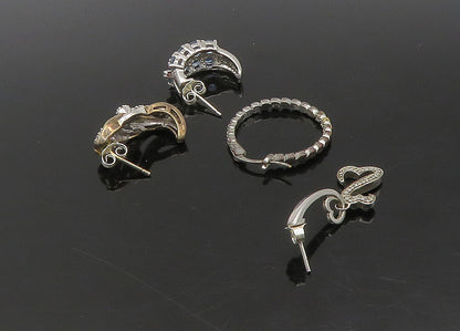 925 Sterling Silver  Vintage Genuine Diamonds Lot Single Earrings  EG11372