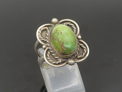 ZUNI NAVAJO 925 Sterling Silver  Vintage Green Jasper Band Ring Sz 8 RG24127