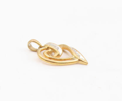 925 Sterling Silver  Genuine Diamonds Gold Plated Love Heart Pendant  PT12025