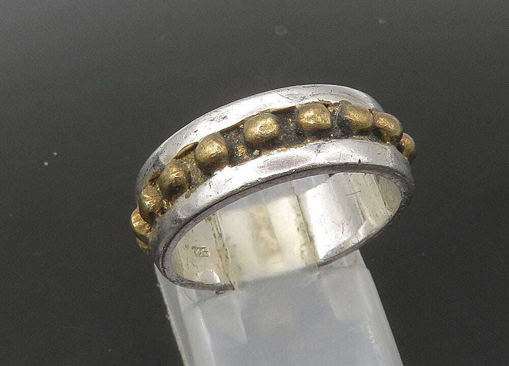 925 Sterling Silver  Vintage Two Tone Spiked Design Band Ring Sz 7  RG22500