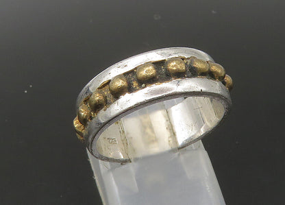 925 Sterling Silver  Vintage Two Tone Spiked Design Band Ring Sz 7  RG22500