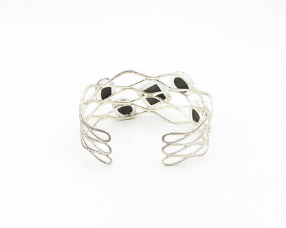 925 Sterling Silver  Vintage Cabochon Labradorite Wavy Cuff Bracelet  BT7579