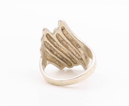 925 Sterling Silver Vintage Ring Designer Grooved Design  Sz 6  RG33153