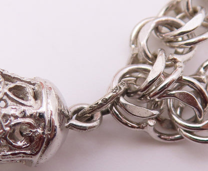 925 Sterling Silver  Vintage P.S. Dupont High Charm Chain Bracelet  BT3787