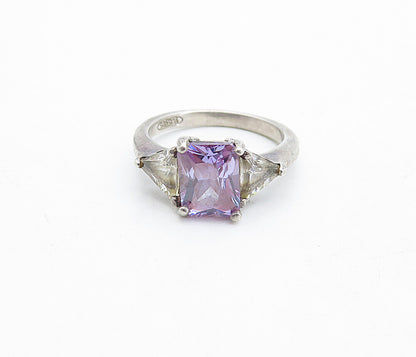 925 Silver  Vintage Cubic Zirconia Solitaire With Accents Ring Sz 5  RG4719
