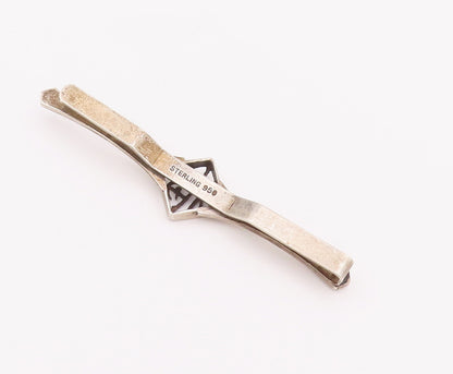 925 Sterling Silver Vintage Tie Clip CHINESE Designer Cut Swirly Carved  TR3707